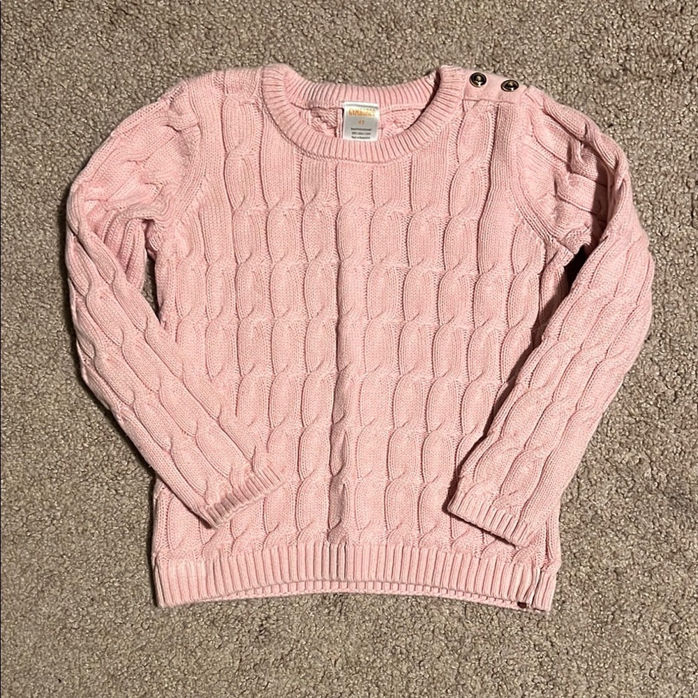 Gymboree Pink Crew Neck Cable Knit Sweater